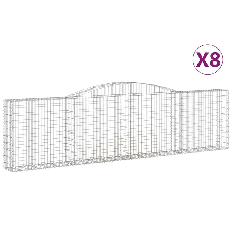 vidaXL 8 db íves horganyzott vas gabion kosár 400x30x100/120 cm