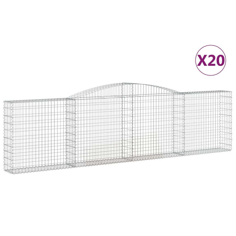 vidaXL 20 db íves horganyzott vas gabion kosár 400x30x100/120 cm