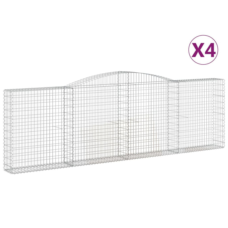 vidaXL 4 db íves horganyzott vas gabion kosár 400x30x120/140 cm