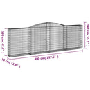 vidaXL 7 db íves horganyzott vas gabion kosár 400x30x120/140 cm