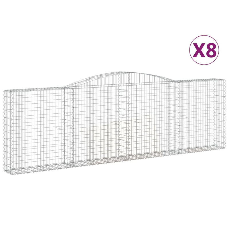 vidaXL 8 db íves horganyzott vas gabion kosár 400x30x120/140 cm