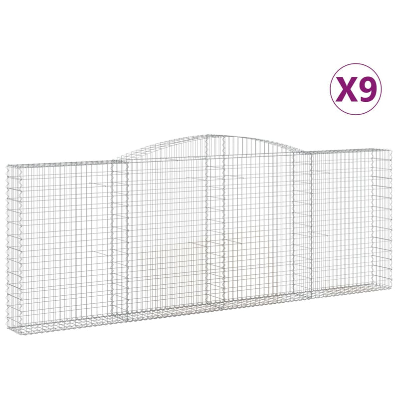 vidaXL 9 db íves horganyzott vas gabion kosár 400x30x140/160 cm