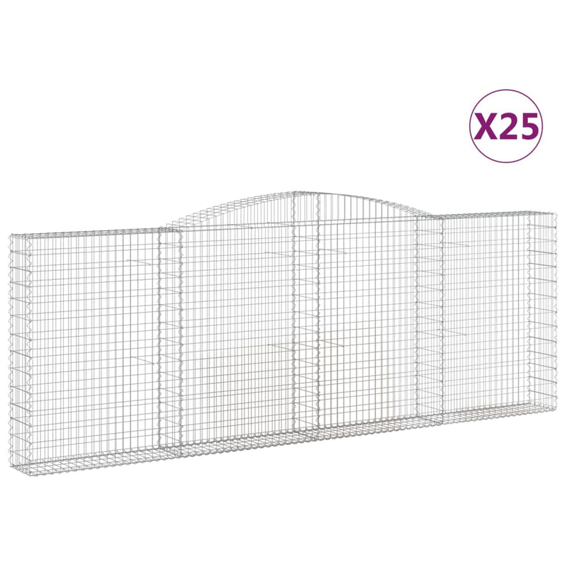 vidaXL 25 db íves horganyzott vas gabion kosár 400x30x140/160 cm