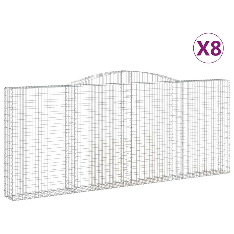 vidaXL 8 db íves horganyzott vas gabion kosár 400x30x160/180 cm