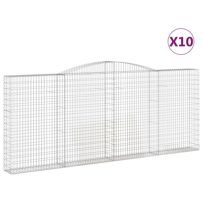 vidaXL 10 db íves horganyzott vas gabion kosár 400x30x160/180 cm