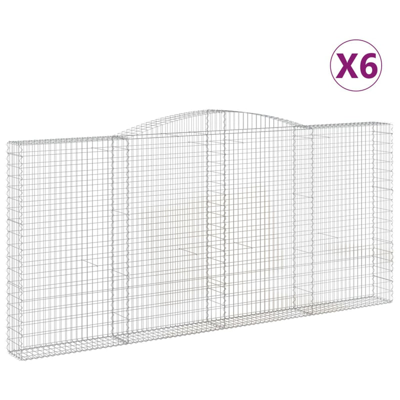 vidaXL 6 db íves horganyzott vas gabion kosár 400x30x180/200 cm