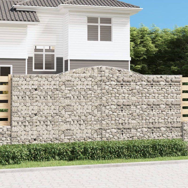 vidaXL 8 db íves horganyzott vas gabion kosár 400x30x180/200 cm