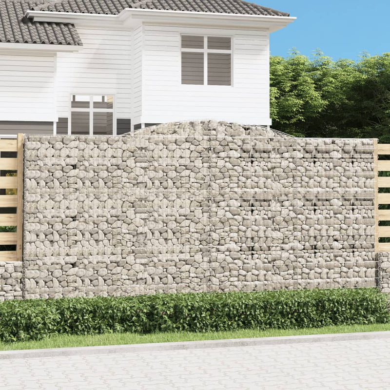 vidaXL 4 db íves horganyzott vas gabion kosár 400x30x200/220 cm