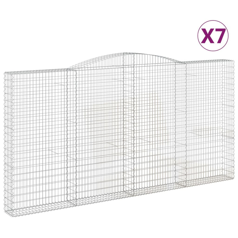 vidaXL 7 db íves horganyzott vas gabion kosár 400x30x200/220 cm