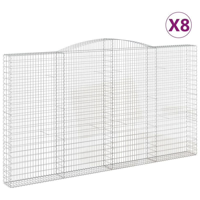 vidaXL 8 db íves horganyzott vas gabion kosár 400x30x220/240 cm