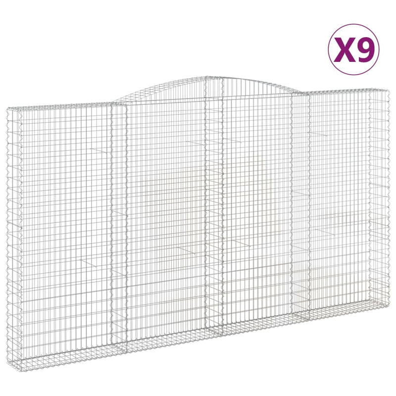 vidaXL 9 db íves horganyzott vas gabion kosár 400x30x220/240 cm