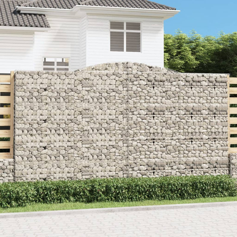 vidaXL 9 db íves horganyzott vas gabion kosár 400x30x220/240 cm