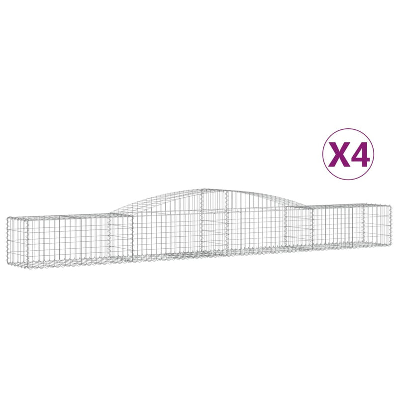 vidaXL 4 db íves horganyzott vas gabion kosár 400x50x40/60 cm