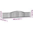 vidaXL 2 db íves horganyzott vas gabion kosár 400x50x60/80 cm