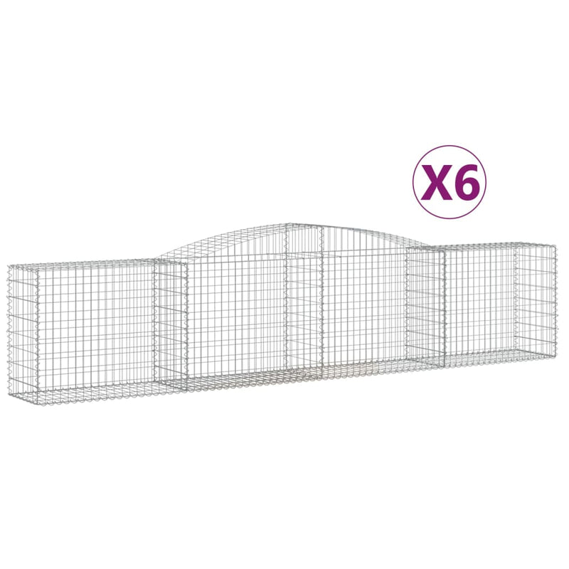 vidaXL 6 db íves horganyzott vas gabion kosár 400x50x80/100 cm
