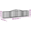 vidaXL 15 db íves horganyzott vas gabion kosár 400x50x80/100 cm