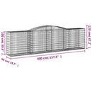 vidaXL 4 db íves horganyzott vas gabion kosár 400x50x100/120 cm