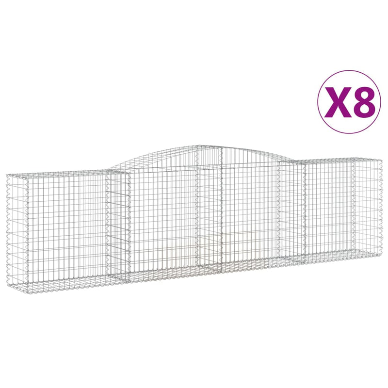 vidaXL 8 db íves horganyzott vas gabion kosár 400x50x100/120 cm