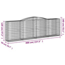 vidaXL 5 db íves horganyzott vas gabion kosár 400x50x120/140 cm