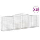 vidaXL 15 db íves horganyzott vas gabion kosár 400x50x120/140 cm