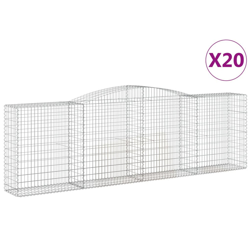 vidaXL 20 db íves horganyzott vas gabion kosár 400x50x120/140 cm