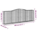 vidaXL 4 db íves horganyzott vas gabion kosár 400x50x140/160 cm