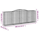 vidaXL 5 db íves horganyzott vas gabion kosár 400x50x140/160 cm