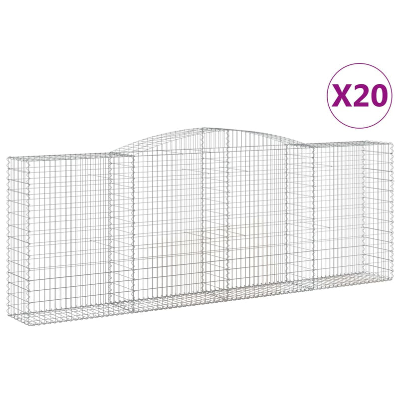 vidaXL 20 db íves horganyzott vas gabion kosár 400x50x140/160 cm