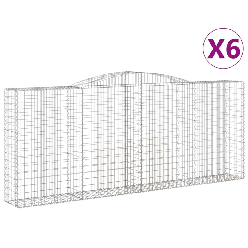 vidaXL 6 db íves horganyzott vas gabion kosár 400x50x160/180 cm