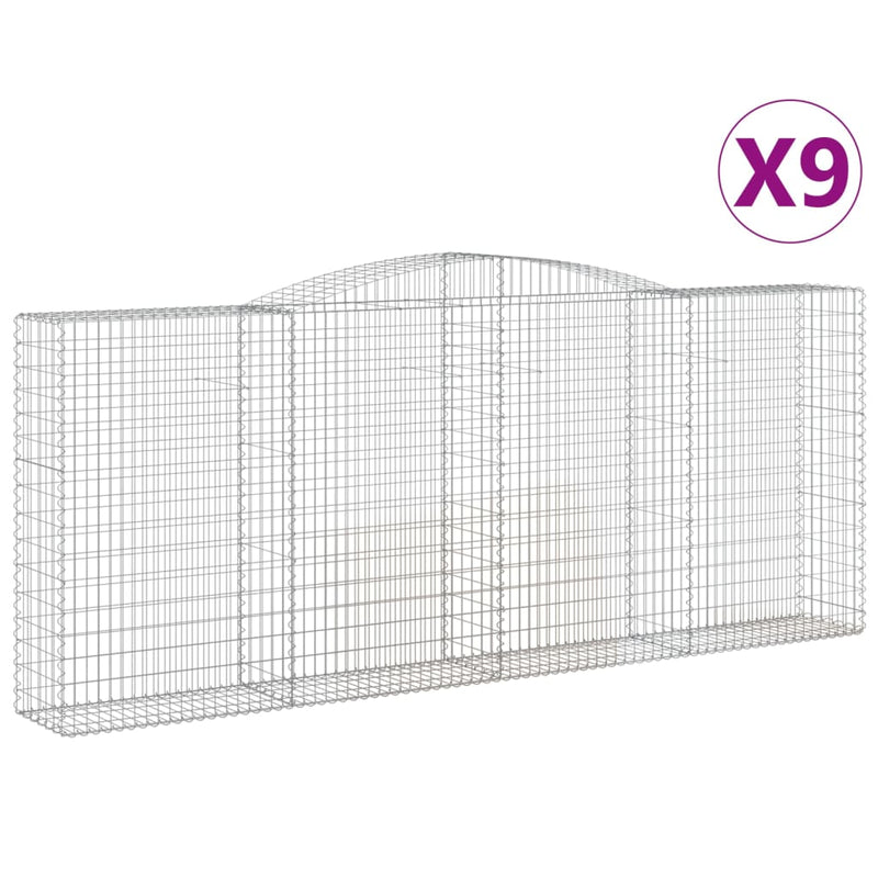 vidaXL 9 db íves horganyzott vas gabion kosár 400x50x160/180 cm