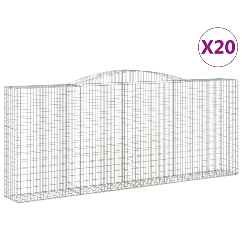 vidaXL 20 db íves horganyzott vas gabion kosár 400x50x160/180 cm