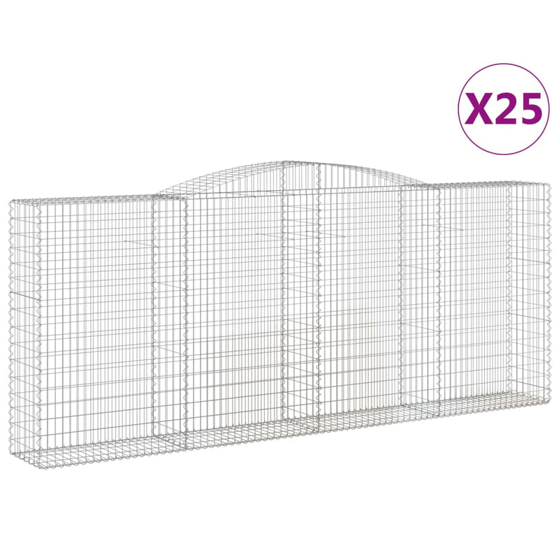 vidaXL 25 db íves horganyzott vas gabion kosár 400x50x160/180 cm