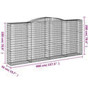 vidaXL 4 db íves horganyzott vas gabion kosár 400x50x180/200 cm