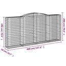 vidaXL 5 db íves horganyzott vas gabion kosár 400x50x180/200 cm