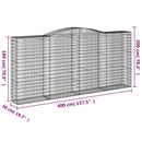 vidaXL 8 db íves horganyzott vas gabion kosár 400x50x180/200 cm