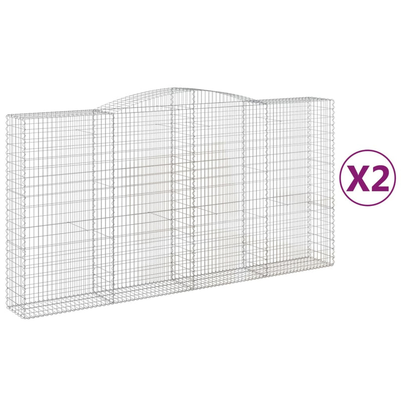 vidaXL 2 db íves horganyzott vas gabion kosár 400x50x200/220 cm
