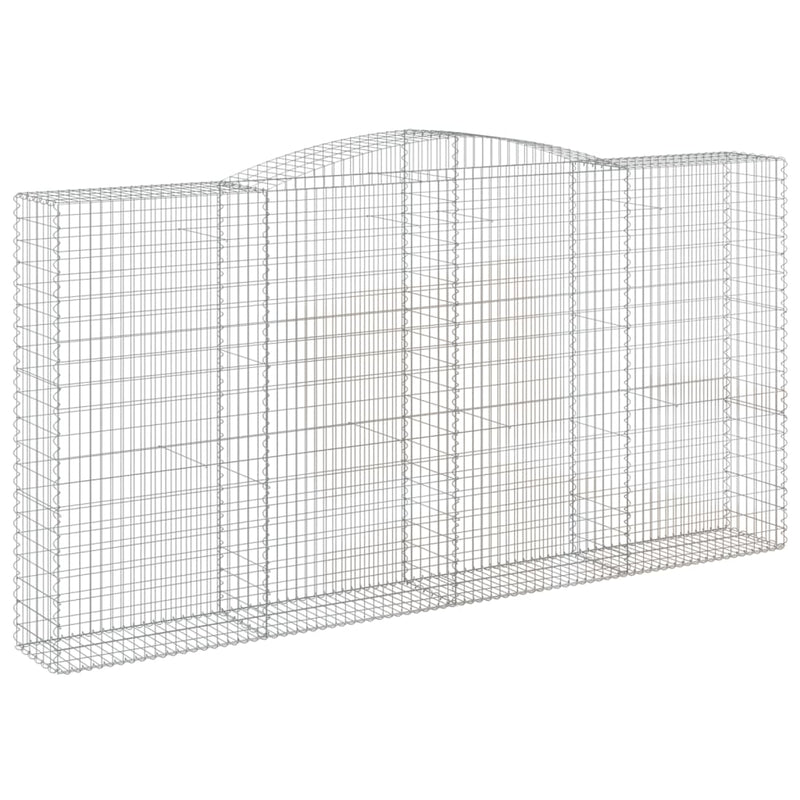 vidaXL 4 db íves horganyzott vas gabion kosár 400x50x200/220 cm