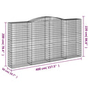 vidaXL 4 db íves horganyzott vas gabion kosár 400x50x200/220 cm