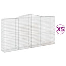 vidaXL 5 db íves horganyzott vas gabion kosár 400x50x200/220 cm