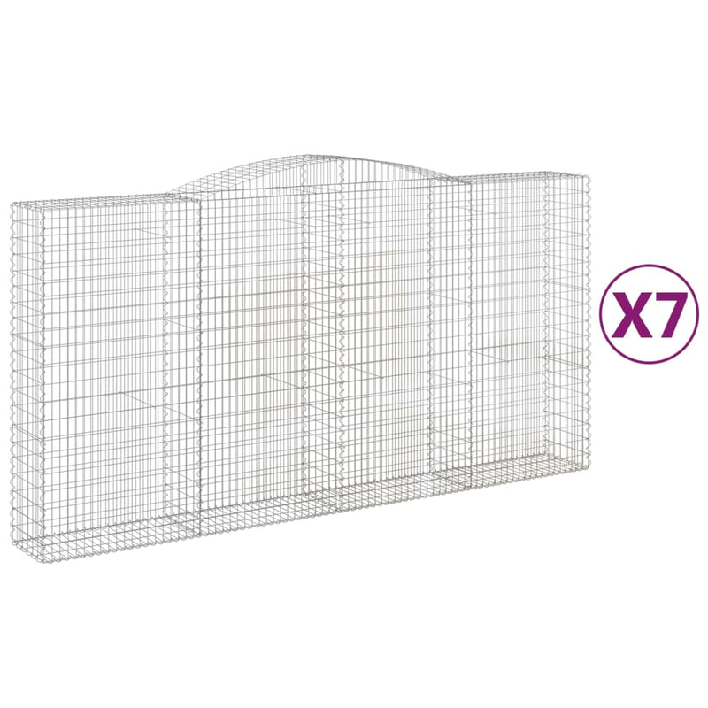 vidaXL 7 db íves horganyzott vas gabion kosár 400x50x200/220 cm