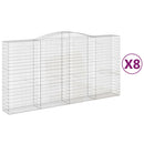 vidaXL 8 db íves horganyzott vas gabion kosár 400x50x200/220 cm