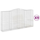 vidaXL 9 db íves horganyzott vas gabion kosár 400x50x200/220 cm