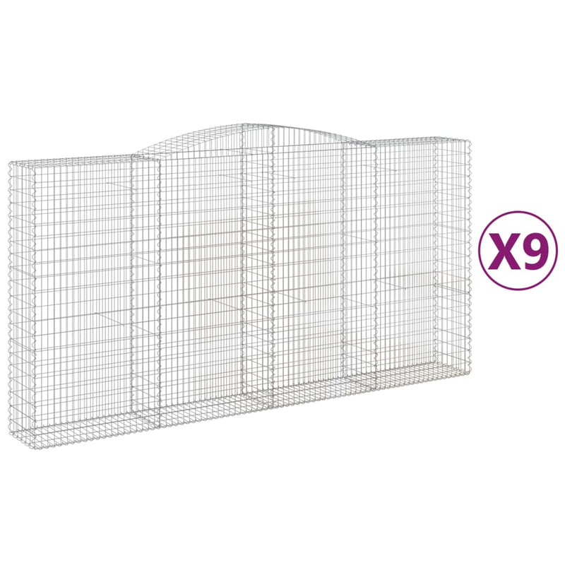 vidaXL 9 db íves horganyzott vas gabion kosár 400x50x200/220 cm