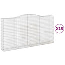 vidaXL 15 db íves horganyzott vas gabion kosár 400x50x200/220 cm