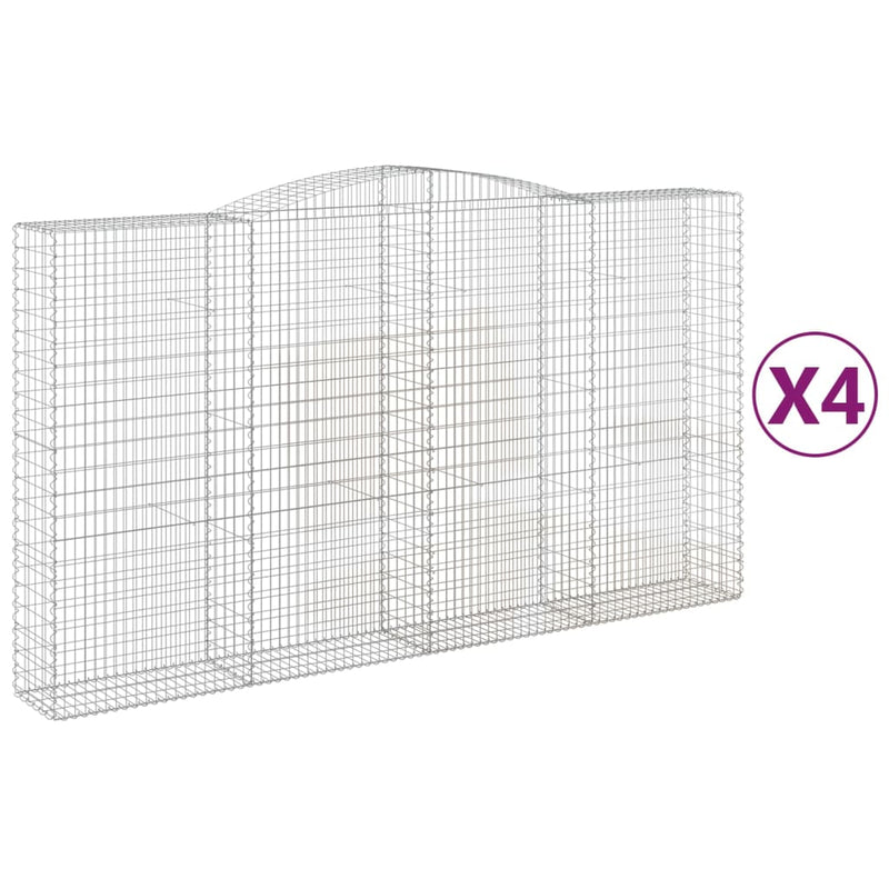 vidaXL 4 db íves horganyzott vas gabion kosár 400x50x220/240 cm