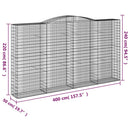 vidaXL 6 db íves horganyzott vas gabion kosár 400x50x220/240 cm