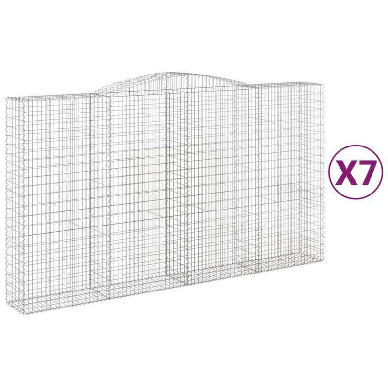 vidaXL 7 db íves horganyzott vas gabion kosár 400x50x220/240 cm