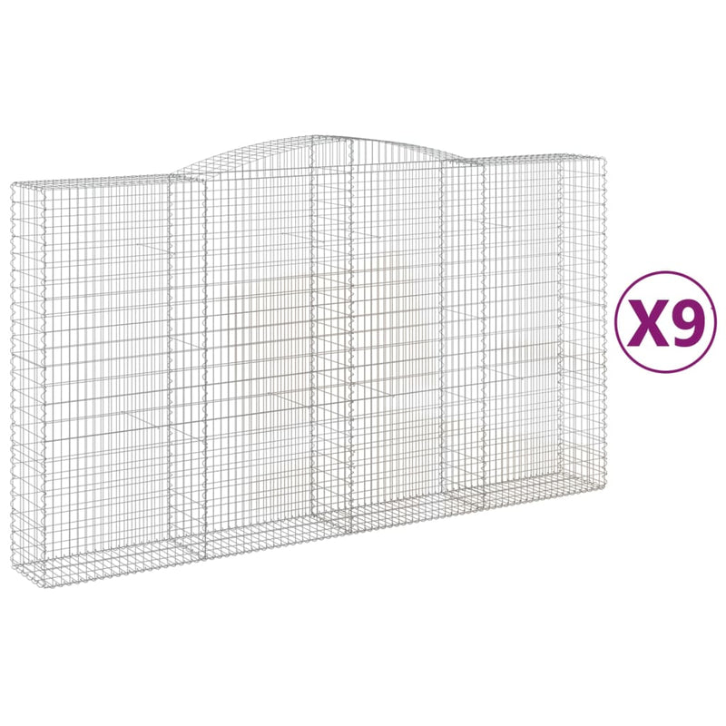 vidaXL 9 db íves horganyzott vas gabion kosár 400x50x220/240 cm