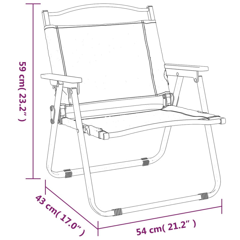 vidaXL 2 db fekete oxford szövet camping szék 54 x 43 x 59 cm