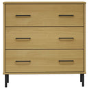 vidaXL OSLO barna tömör fa tálalószekrény 3 fiókkal 77 x 40 x 79,5 cm